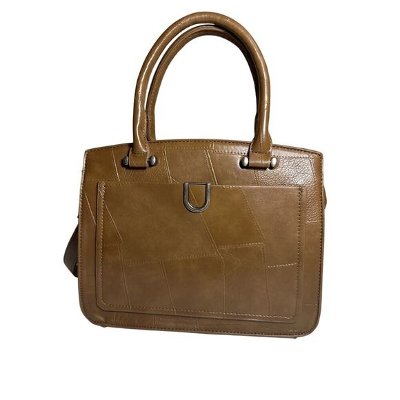 NWT La Terre Fashion Tan Vegan Leather Convertible Crossbody Satchel Purse Bag - Picture 3 of 16